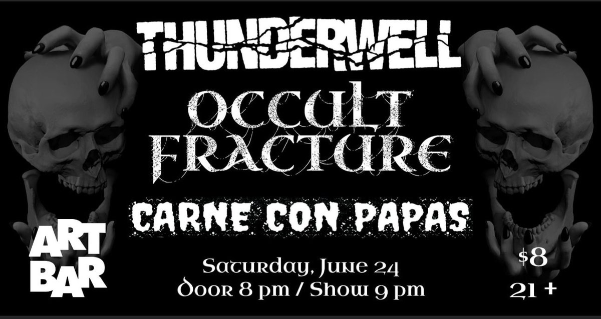 Occult Fracture (@occultfracture) on Twitter photo <a href="/ArtBarSC/">Art Bar</a> #thunderwell #carneconpapas Let’s Get Loud Columbia ☠️🖤☠️ <a href="/ArtBarSC/">Art Bar</a> #thunderwell #carneconpapas Let’s Get Loud Columbia ☠️🖤☠️