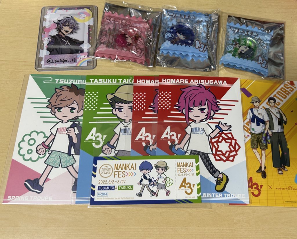 _sukipi__23's tweet image. A3! サンリオコラボ 交換

【譲】
アクスタ
第1弾 綴 九門 誉
第2弾 綴 幸 誉
ステッカー
ガイ
ポストカード
万里 九門
他種(画像2〜ツリー先)

求はツリー先

アクスタ第2弾幸は出し惜しみのためまとめて、ポスカは椋莇との2:2のみ
アニカフェクリカ密は莇との交換のみ可

郵送のみ
固ツイ必読
↓