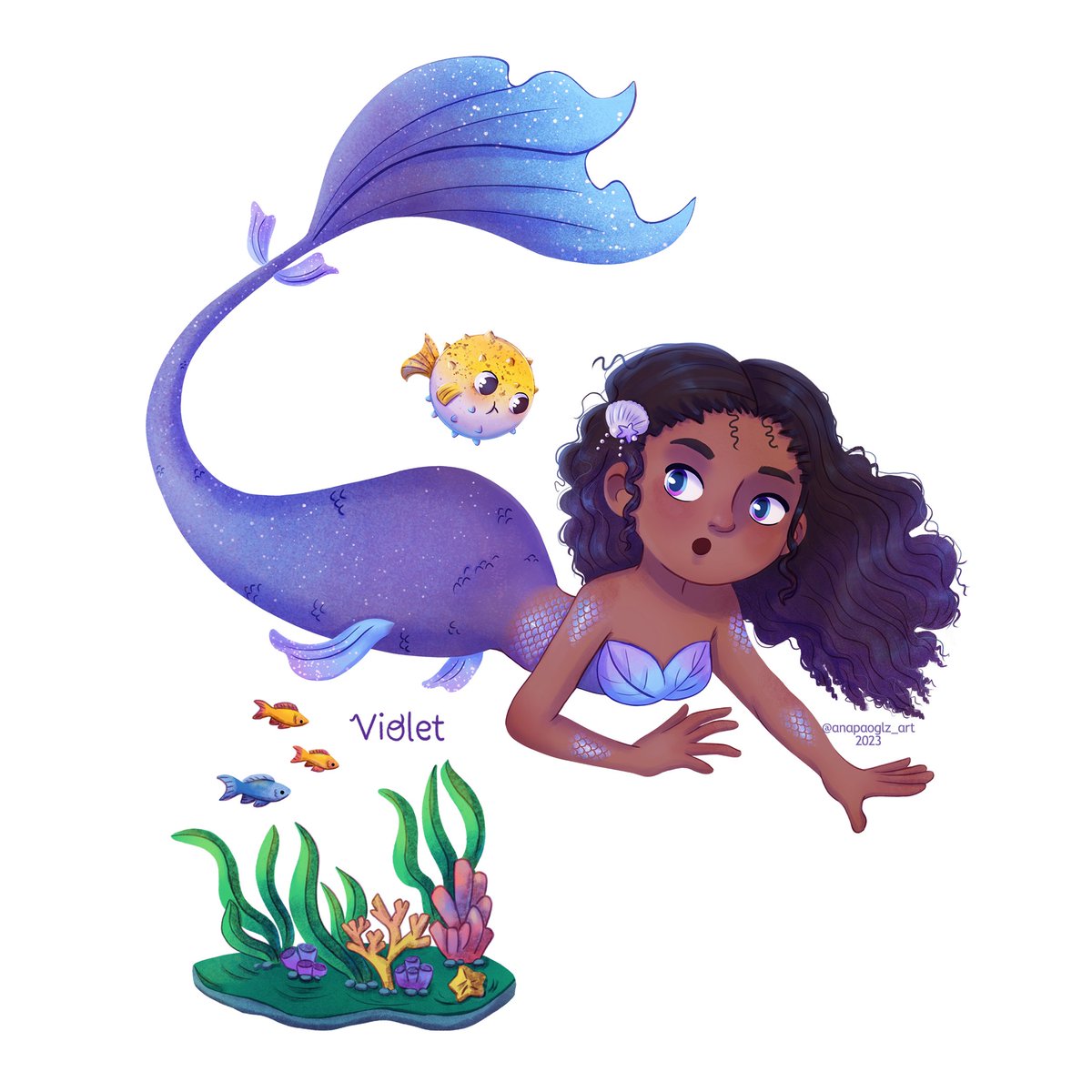 Violet ✨💙#MermaidVibes #IllustrationMagic #OceanAdventures #MiddleGradeIllustration #KidLitArt #illustrationartists