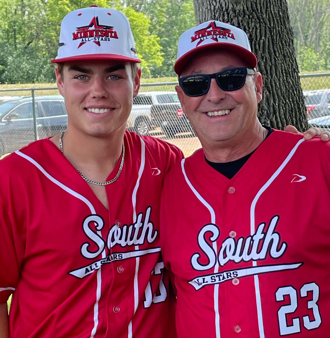 WinhawkB's tweet image. Winhawks Ashten Vaughn and Coach Matt Smith at the MSHSBCA ALL-Star Series today in Chaska!  Go Winhawks!