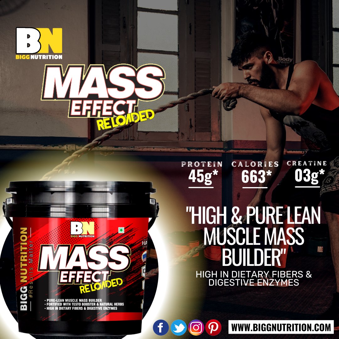 Now Reload Your Muscle & Guns💯💪
Bigg Nutrition Mass Effect Reloaded😍
● 663* Calories
● 45g* Protein
● 03g* Creatine
● Fortified With Testo Booster & Natural Herbs

#BiggNutrition That's #ResultsMatter💪
📞+91 92122 06676
biggnutrition.com
#gainer #MassGainer