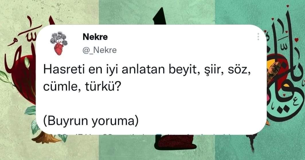 Hasreti en iyi anlatan beyit, söz, cümle, türkü?