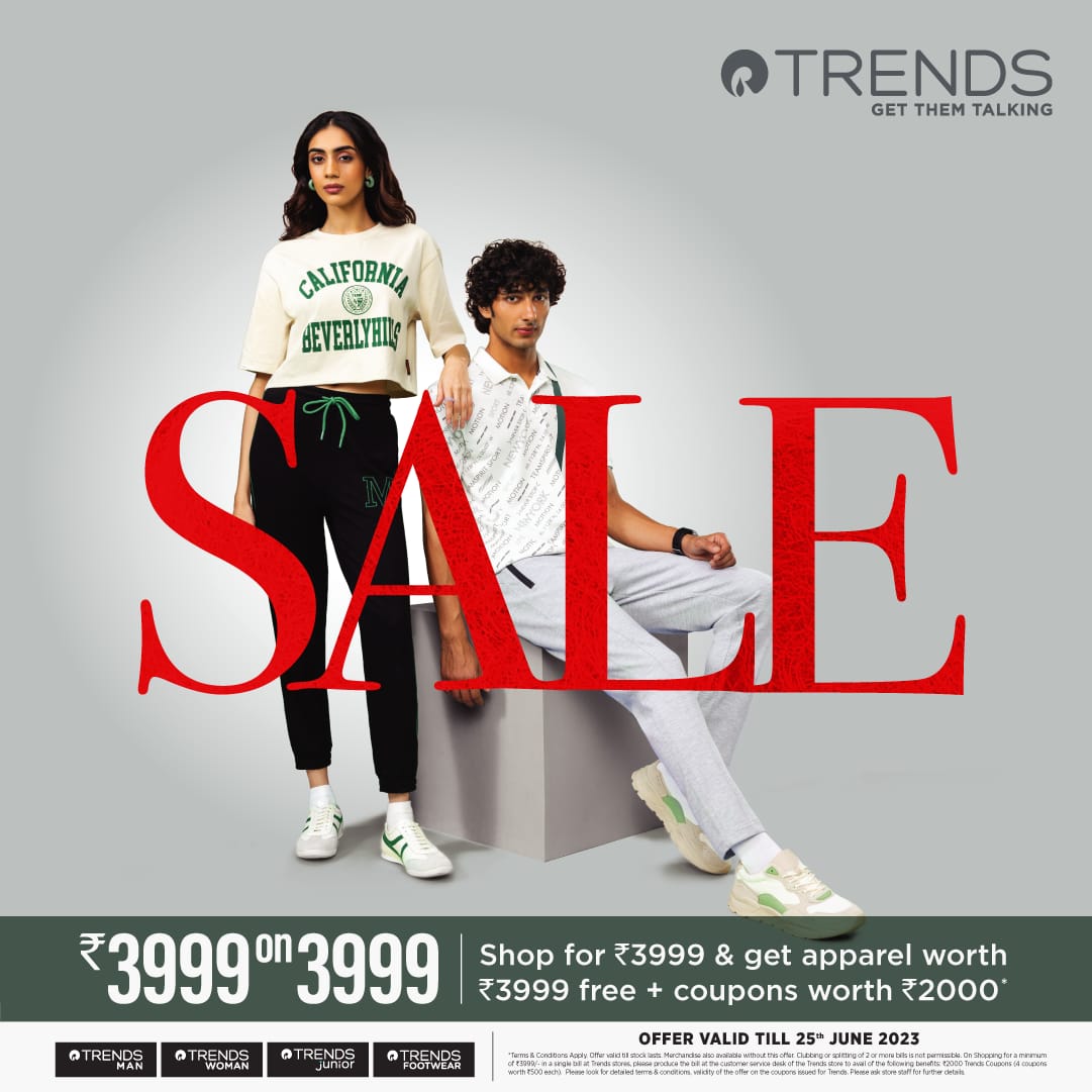 Fashion Sale at Trends store located at Diamond Plaza
Shop for Rs.3999/- & get apparel worth Rs.3999/- for free + coupons worth Rs.2000/-

#Diamondplaza #reliancetrends #fashionstyle #shoppingtime #shopnow #fashionwear #salesale #offertime