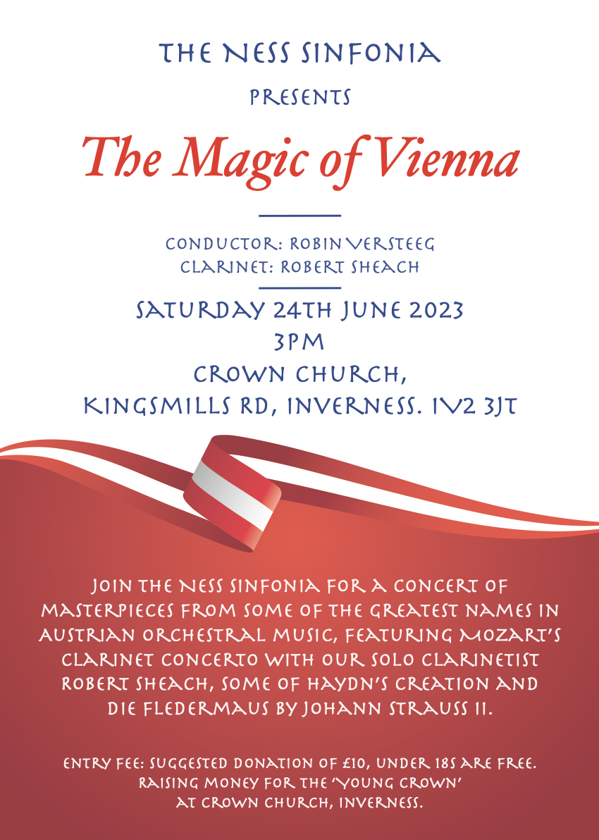 InvSymphonyOrch's tweet image. Come and join us today for a fantastic magical programme and also support Young Crown #mozart #vienna - Crown Church, Inverness 3pm