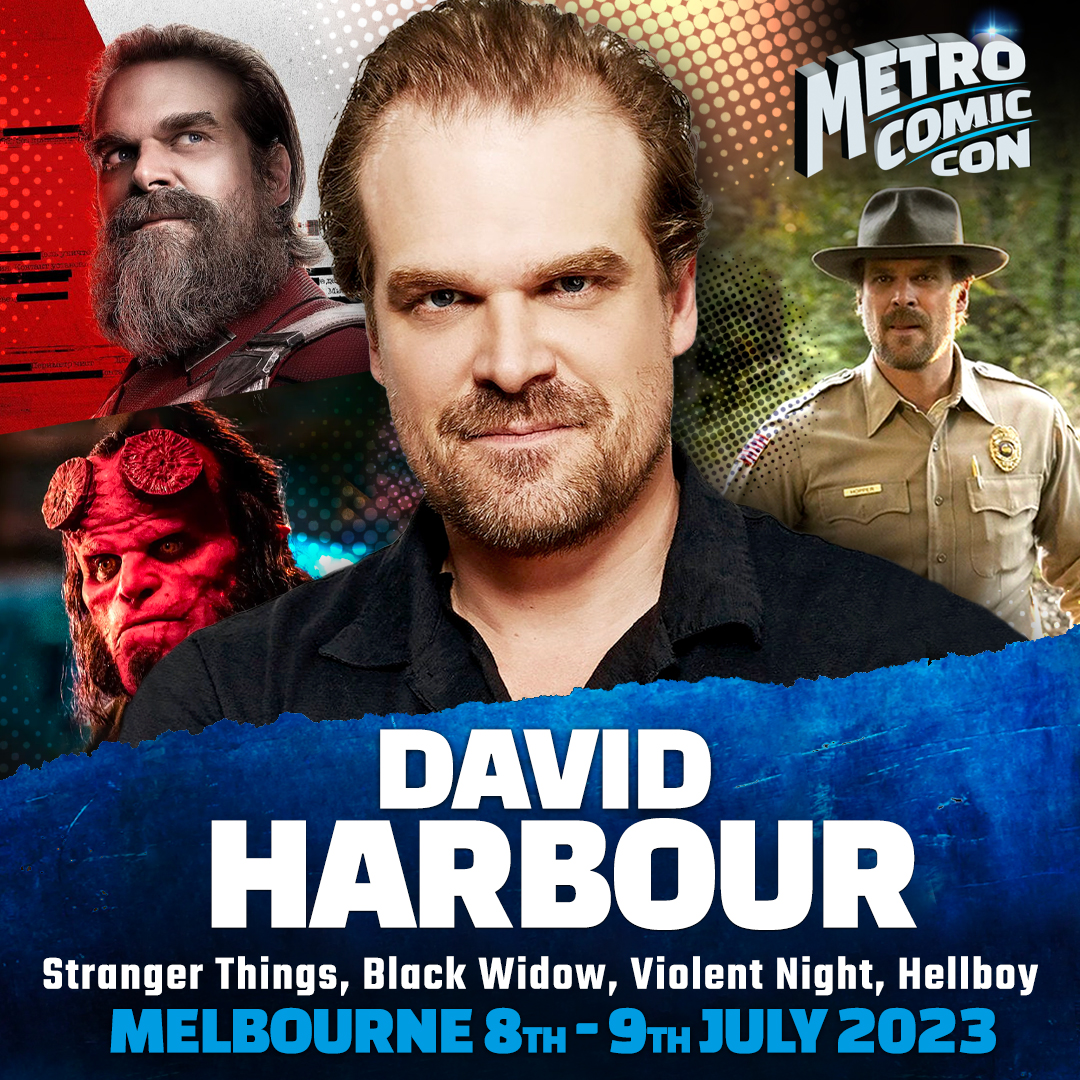 MetroComicCon's tweet photo. Who do you love? Red Guardian, Santa Claus, Hellboy, Hopper, or Harbour himself? No matter who does it for you, the man himself is coming! Headlining the inaugural #MetroComicCon is the astonishing force of nature, @DavidKHarbour!

#melbourne
#strangerthings
#MarvelStudios https://t.co/7rwmp2AOUi