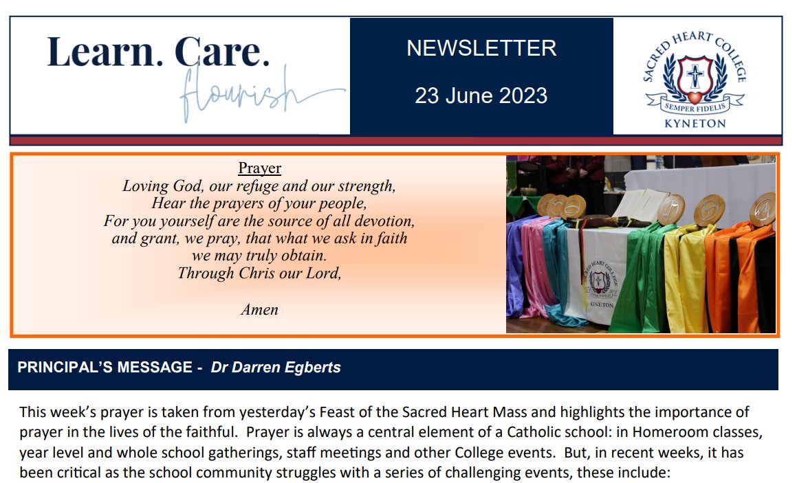 The final #CollegeNewsletter for Term 2 is a bumper edition - see link below.
We wish all in our community a restful and safe holiday break.
#SHCK #EndOfTerm #SHCKNewsletter #LearnCareFlourish

bit.ly/SHCKNewsletter…