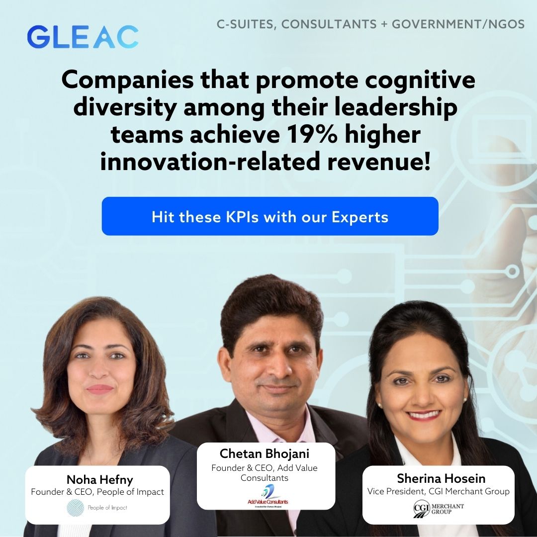 'Companies that promote cognitive diversity among their leadership teams achieve 19% higher innovation-related revenue' - Accenture

Get a 15-minute FREE consultation  ⬇️

gleac.link/c-suite-consul…