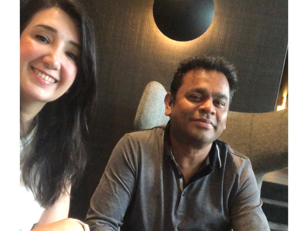 OfficialZeb's tweet photo. #throwback to the in-person meet up after years with my all-time inspiration @arrahman Sir. I was struck by the fact that a man whose musical genius has moved the world has retained the ability to interact without affect and be completely present, humble and oh so lovely! Unreal! https://t.co/jQfoOkMyXK