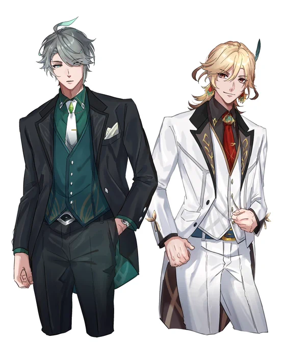 #GenshinImpact  アルハイゼンとカーヴェのタキシード  多分……こう??