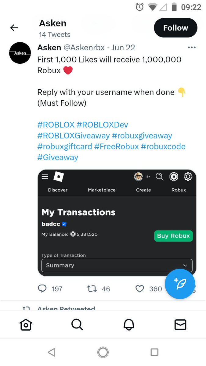 @BuxGiveaways Notice he follows this guy.
He also does 'free robux'.
Look at his other tweets.