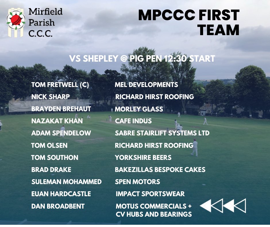 Mirfield Parish Cavaliers CC (@mirfieldparish) on Twitter photo Game day at The Pen
Both teams face <a href="/ShepleyCricket/">Shepley Cricket Club</a> with the 1XI home fixture getting streamed here youtube.com/live/iPklDtHfp…
Big games for both teams today so all your support is welcome
Bar open from 12 #UTP #PPTID Game day at The Pen
Both teams face <a href="/ShepleyCricket/">Shepley Cricket Club</a> with the 1XI home fixture getting streamed here youtube.com/live/iPklDtHfp…
Big games for both teams today so all your support is welcome
Bar open from 12 #UTP #PPTID