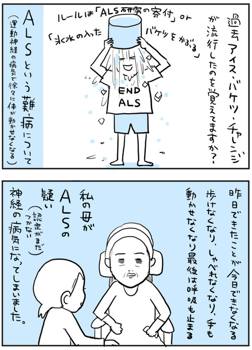 6月21日は世界ALSデーでした!  難病ALSは、意識や五感は正常のまま身体が動かなくなり、やがて呼吸障害を引き起こす病気。  実母の診断はALSの姉妹的なPLSという診断で、経過はややゆっくりですがほぼ同じ症状。こんな病気があるんだと知ってもらえるだけでも嬉しいです🙏  #世界ALSデー #ALS #PLS