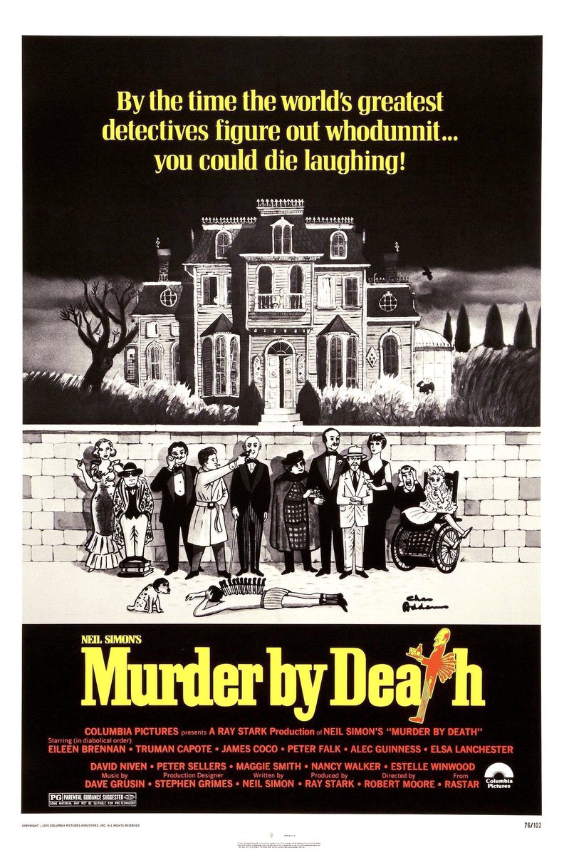 FilmNewsNos's tweet photo. 🎬MOVIE HISTORY: 47 years ago today, June 23, 1976, the movie ‘Murder by Death’ opened in theaters!
#TrumanCapote #AlecGuinness #NancyWalker #PeterSellers #DavidNiven #MaggieSmith #JamesCoco @jamesocromwell #PeterFalk #ElsaLanchester #EstelleWinwood #EileenBrennan #RobertMoore https://t.co/WW9dRX3pBC