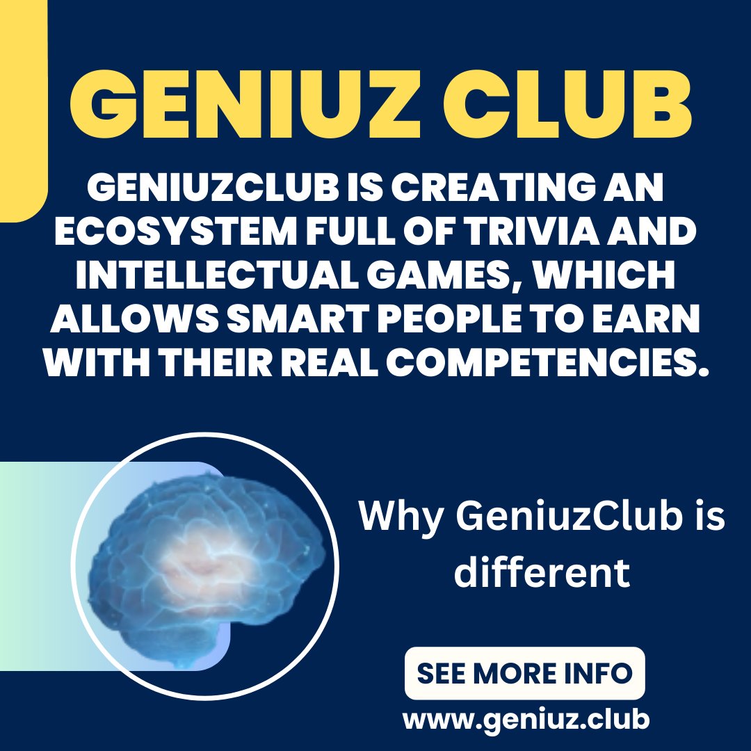 GeniuzClub is creating an ecosystem full of trivia and intellectual games, which allows smart people to earn with their real competencies.

Get more info: geniuz.club

<a href="/geniuz_club/">GeniuzClub</a>
#Btc #doge #eth #shib #coin #token #nft #Crypto
