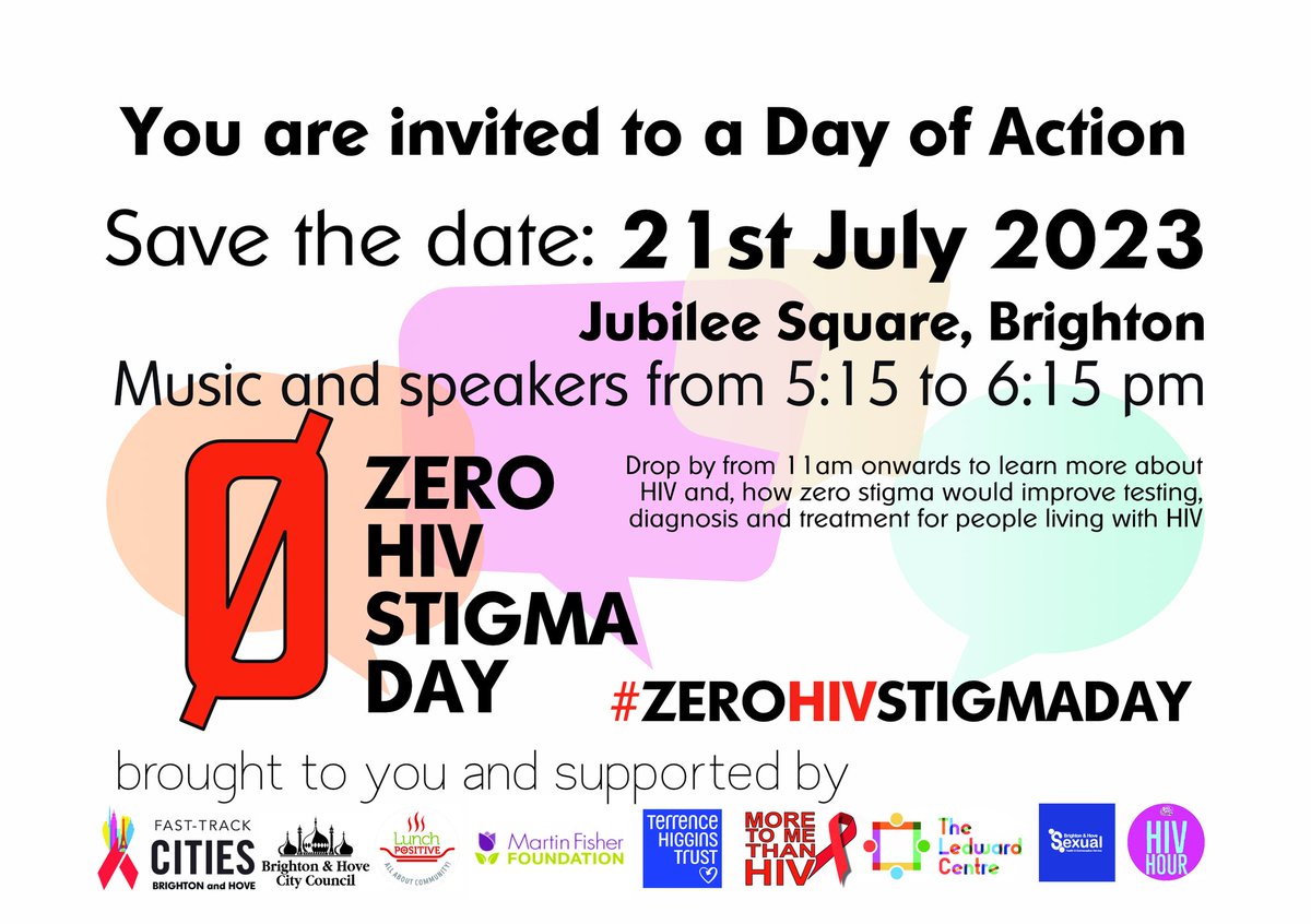 Save the date! 21st July!! A day of music, speakers, comedy and community!! Let's get together and end HIV stigma!! #fastrackcity #tht #brightoncitycouncil #mff #lawsonunit #shac #moretomethanhiv #ledwardcentre #hivradio #themartinfisherfoundation #lunchpositive