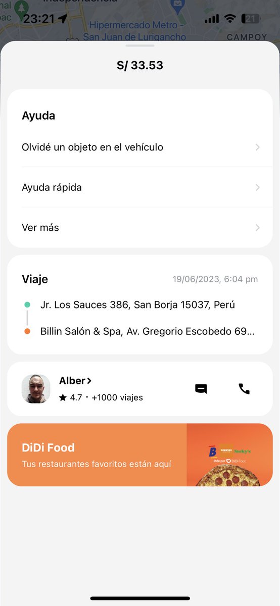 Maki95's tweet photo. ¿Cómo el viaje continuó si ya había llegado a mi destino final? @DidiPeru https://t.co/dEOCEXAwue