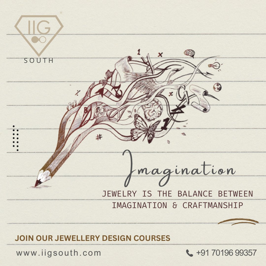 Unlock your boundless potential by combining talent and skill through our transformative courses, paving the way for limitless possibilities.

#iigsouth #iig #jewelrydesigning #jewelrydesign #talent #skill #imagination #craftmanship #drawing