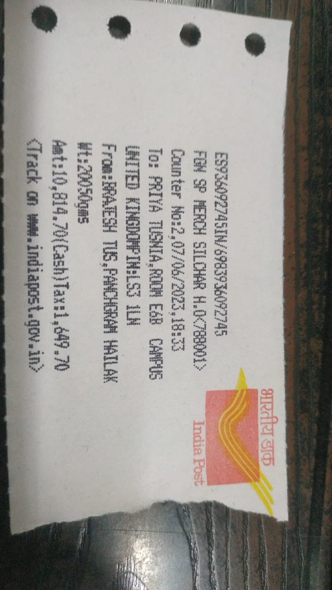 santosh_tusnial's tweet photo. @IndiaPostOffice I have placed a courier to the UK for my daughter. I’m sorry to inform you that the parcel has not been delivered to her yet. There is no track record  of the courier after 20th of this month. It’s a humble request to  you please deliver the courier ASAP. https://t.co/mjI7zt6oI6