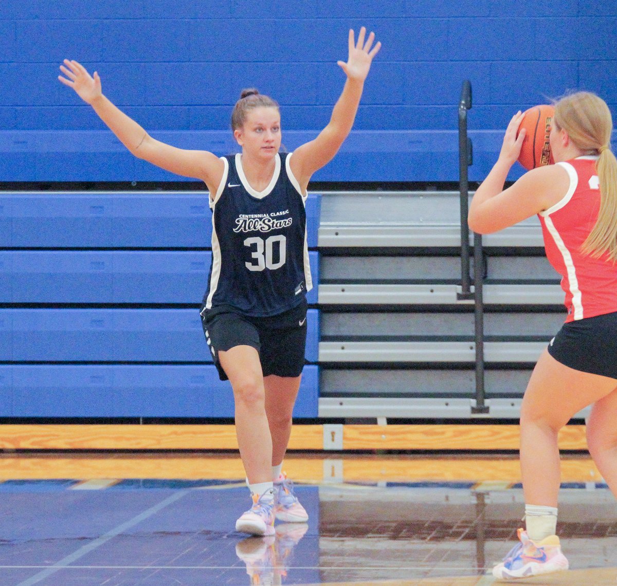 SCIStephanie's tweet photo. All star gb: Taylor Roth of @MilfordEagles moves to block a shot at the Centennial Classic June 23. #allstar #centennialclassic #milfordsoar https://t.co/0PM7PByUGv