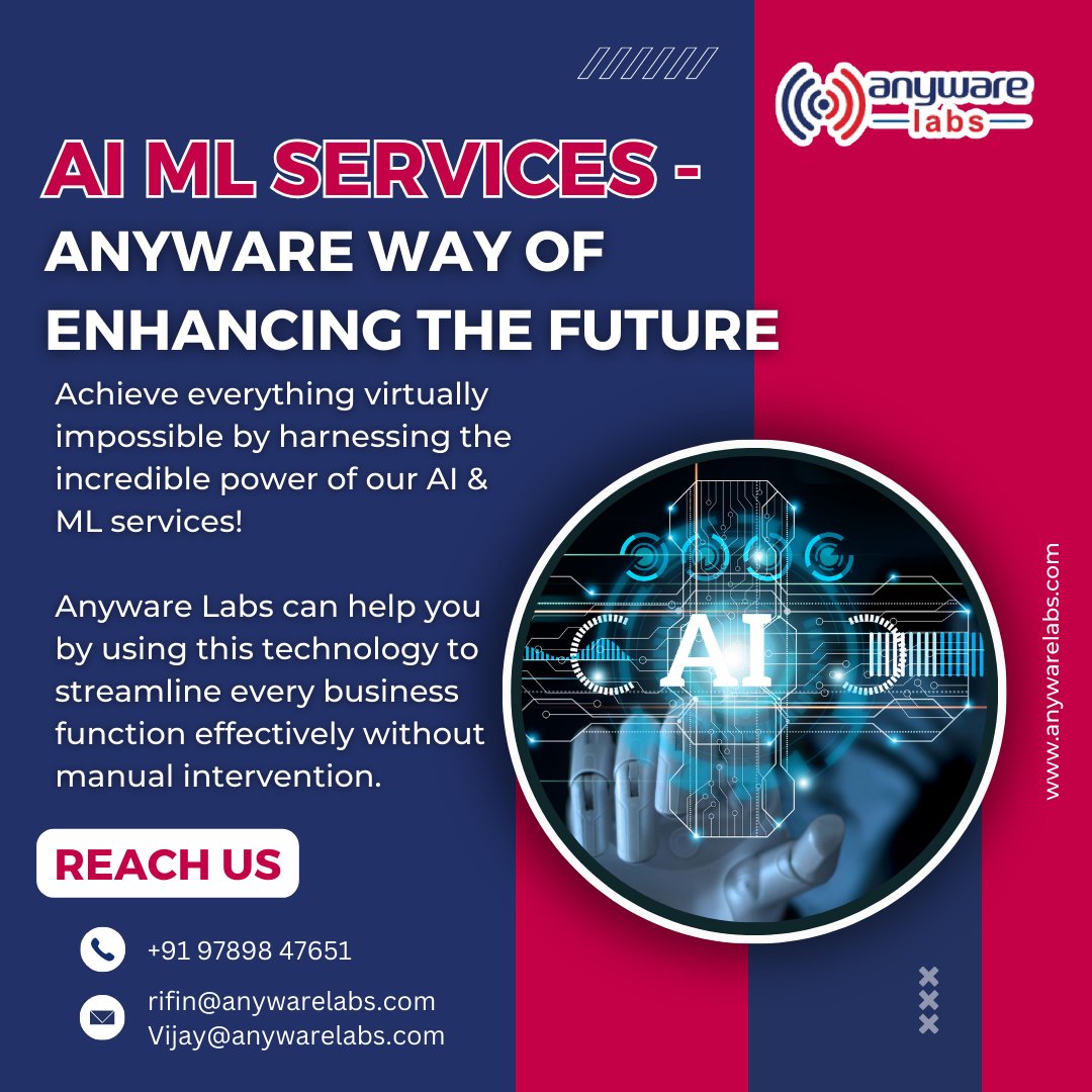 anywarelabsch's tweet image. ✅ AI ML SERVICES

✅ Anyware way of Enhancing the Future

✅ Connect With Experts!

Visit: anywarelabs.com
📞 Call @ 09789847651
Mail to rifin@anywarelabs.com
vijay@anywarelabs.com   

#anywarelabs #ai 
 #machinelearning #ML #ai #ArtificialIntelligence   #aitechnology