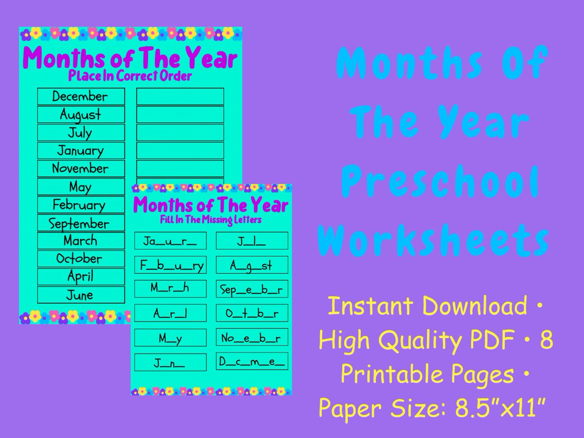 HNMarsh17's tweet image. Excited to share the latest addition to my #etsy shop: Months Of The Year Preschool Worksheets etsy.me/3XmxHho #preschoolworksheets #traceandlearn #educationalresource #learningactivities #printableworksheets #letterrecognition #finemotorskills #earlychildhood