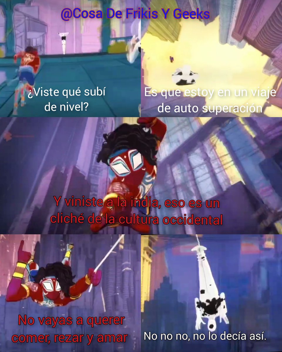 Pobre Pavitr, primero te chai y ahora el viaje espiritual, nomás no le respetan su cultura 😔 XD

#SpiderManAcrossTheSpiderVerse #pavitrprabhakar #spiderindia #milesmorales #miguelohara #spiderman2099 #spiderman #peterparker #PeterBParker