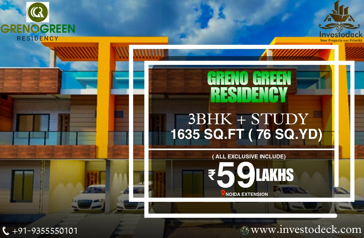investodeck's tweet photo. New Exclusive Offer Ready To Move In 3BHK + STUDY 1635 Sq.Ft(76 Sq.Yd )
All Exclusive include ₹ 59 Lakh
Project Name : Greno Green Residency
Location: Noida Extension
📞 : +91-9355550101
🌐 : https://t.co/jwj1UB88bO
#investodeckofficial #realestate #trending https://t.co/wCJz0kQ2Ny