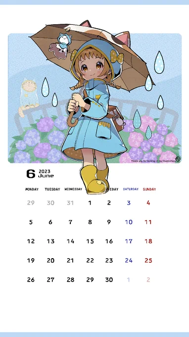 今更だけど6月のカレンダー☔ #オリジナル #illustration