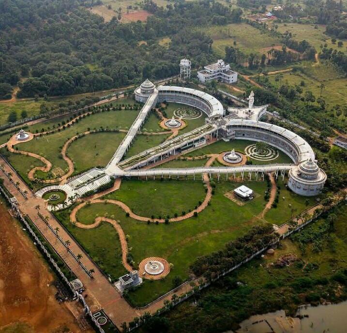 The amazing bow and arrow shaped spiritual Ramanarayanam Mandir in Vizianagaram, based on the Our   Ramayana. 

The temple was constructed by NCS Charitable Trust over 15 acres area based on Ramayana and temple which is designed like a Bow & arrow shaped.

 Jai Shree Ram
