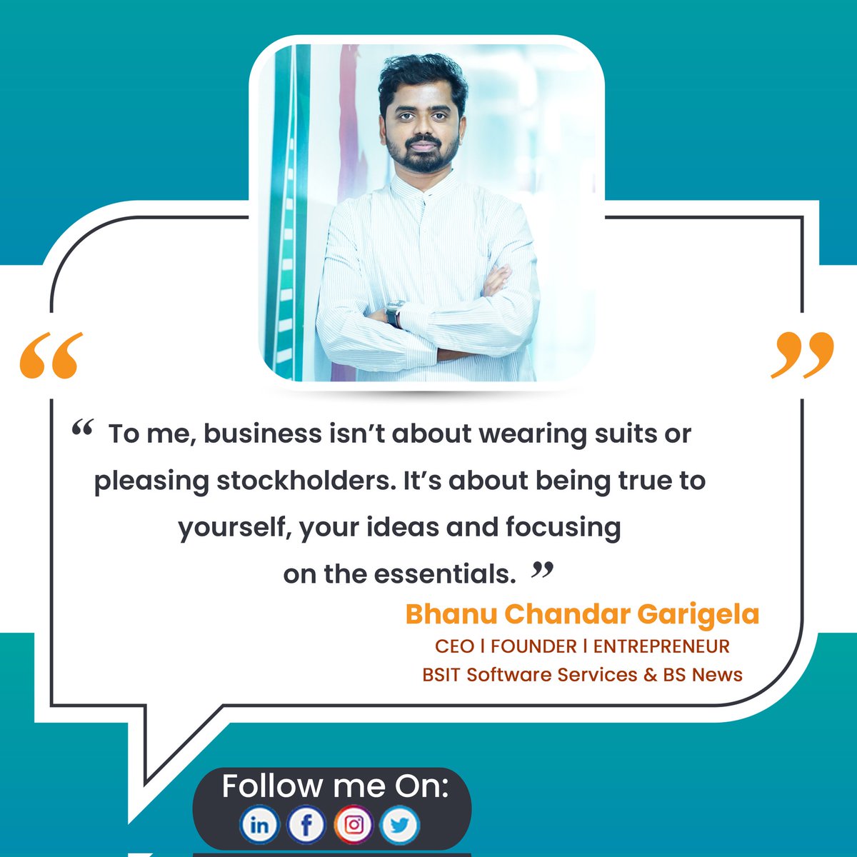 It’s about being true to yourself, your ideas.”
 #bsitsoftware #bsit #bsitsoftwareservices #BSITSoftware  #BSIT #India #Qoute #Motivational #Motivation #MotivationalQuotes #Quotes #Inspiration #Success #InspirationalQuotes #Mindset #Positivity #Goals #Inspirational #Entrepreneur