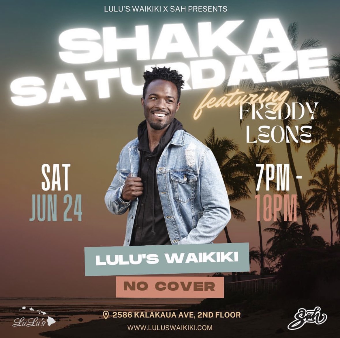 Lulus_Waikiki's tweet image. Happy Aloha Friday. We have your weekend all sorted for you. Tonight #jasminnicole will be performing live from 6 pm - 9 pm. Then tomorrow we have #freddyleone from 7 pm - 10 pm. See you all soon. Come join the fun all weekend long at your favorite zone in Waikiki! #Aloha 🌴🎸✨