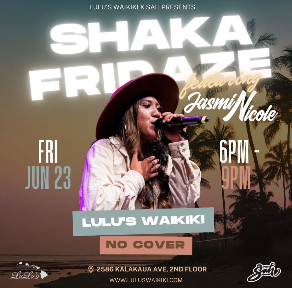 Lulus_Waikiki's tweet image. Happy Aloha Friday. We have your weekend all sorted for you. Tonight #jasminnicole will be performing live from 6 pm - 9 pm. Then tomorrow we have #freddyleone from 7 pm - 10 pm. See you all soon. Come join the fun all weekend long at your favorite zone in Waikiki! #Aloha 🌴🎸✨