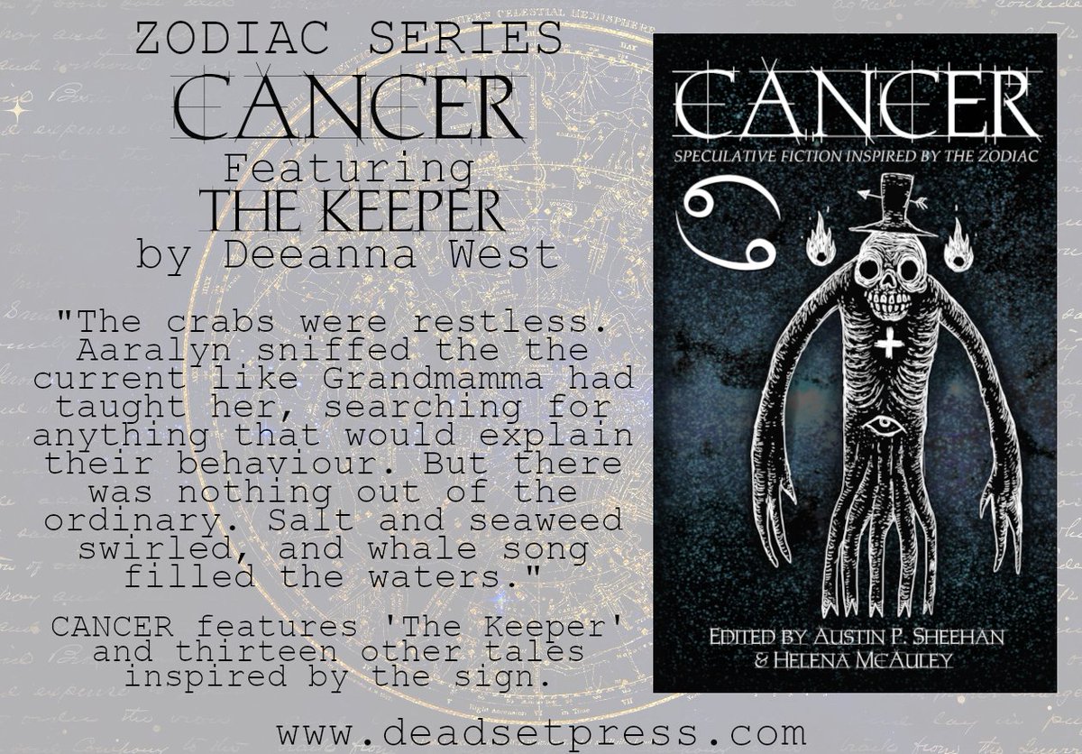 #Cancer was released two years ago!  It's a collection of spec-fic tales inspired by the sign, and features 'The Keeper' by Deeanna West, 'Stasis' by <a href="/ParanormalJunk2/">Eva 🍸☀️🛁 ✈️🍹🌈</a> (one of our favourite ever pieces), and <a href="/JessNelsonTyers/">Jessica</a>' Aurealis-Award winning 'Phoenix Pharmaceuticals'.