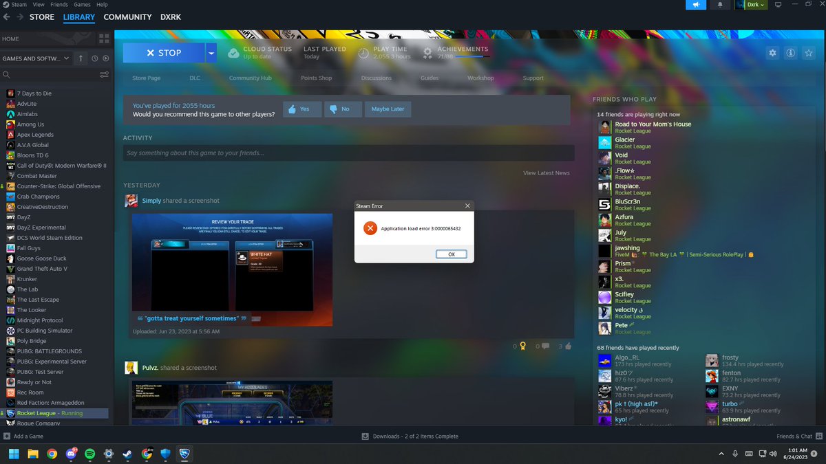 #RocketLeague Does anyone know how to fix this issue ive reinstalled the game as well as steam and verified game files and restarted PC idk what else it could be