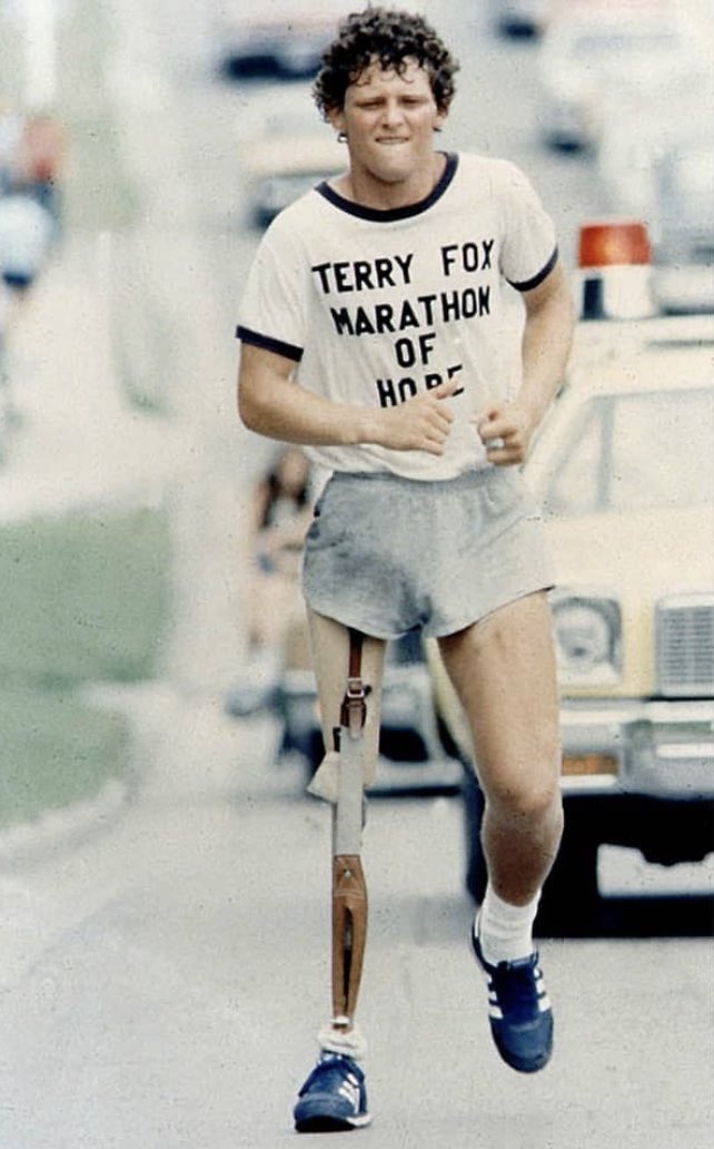 Terry Fox was a cancer patient whose leg had been amputated just above his knee because of osteogenic sarcoma. Terry ran 3,339 miles (5,373 km) across Canada in 143 days; this is equivalent to running a full marathon every day.

'Today we got up at 4:00 am. As usual, it was…