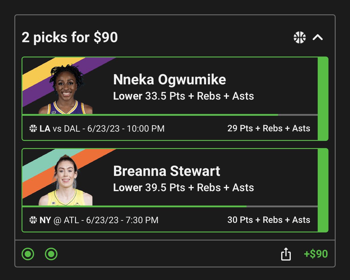 sewerbets's tweet photo. Always go less on WNBA is what I’ve been told. #PrizePicks #underdog https://t.co/5yvKkcsg1x