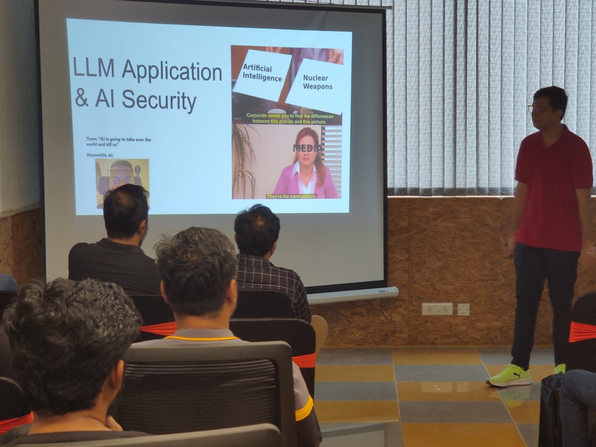 NullBhubaneswar's tweet photo. We are all set for our first talk. This is quite interesting and hot in infosec and beyond. "#LLM Application and #AI #Security" by @Shaunak_2507. #NullBhubaneswar #nullbbsr @null0x00 #cybersecurity #informationsecurity #freelearning #aisecurity https://t.co/EbbEs3J8g3