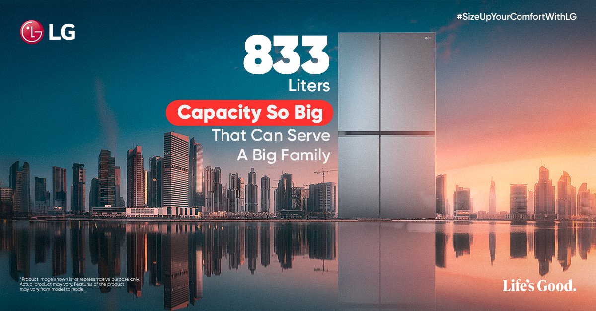 LGIndia's tweet image. Embrace limitless possibilities with the #BiggerCapacity #LGRefrigerator. Bid farewell to storage concerns, as it can serve an entire village. Discover the convenience and spaciousness LG brings to your kitchen. 

#FreshnessUnleashed #HomeAppliances #LGIndia