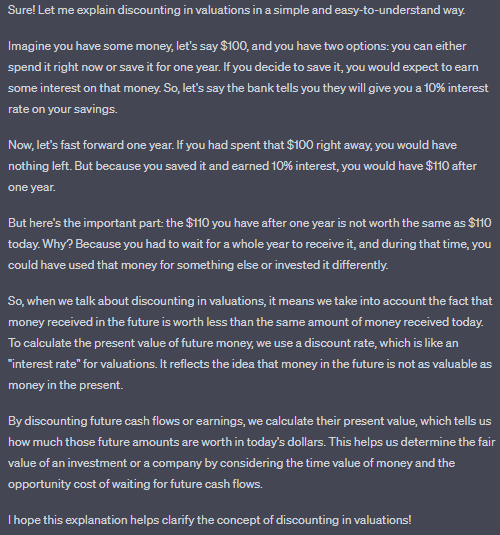Tar on X: '5/ What is discounting, you ask? I will let ChatGPT...'