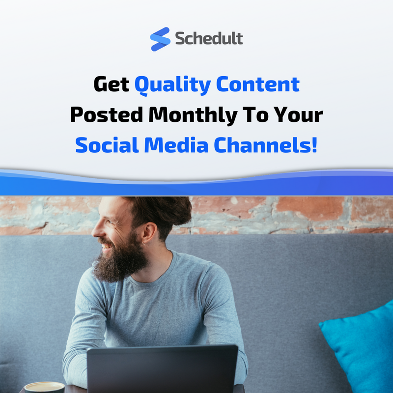 😎 Yes, you read that right.

With Schedult, you can get monthly quality branded social media posts, starting at $99. 🥳️

😉 Start your 7-day FREE trial now!

#Schedult #ContentMarketing #SocialMediaContent #SocialMediaMadeEasy #DoneForYou #BrandedContent #SocialMediaSolutions