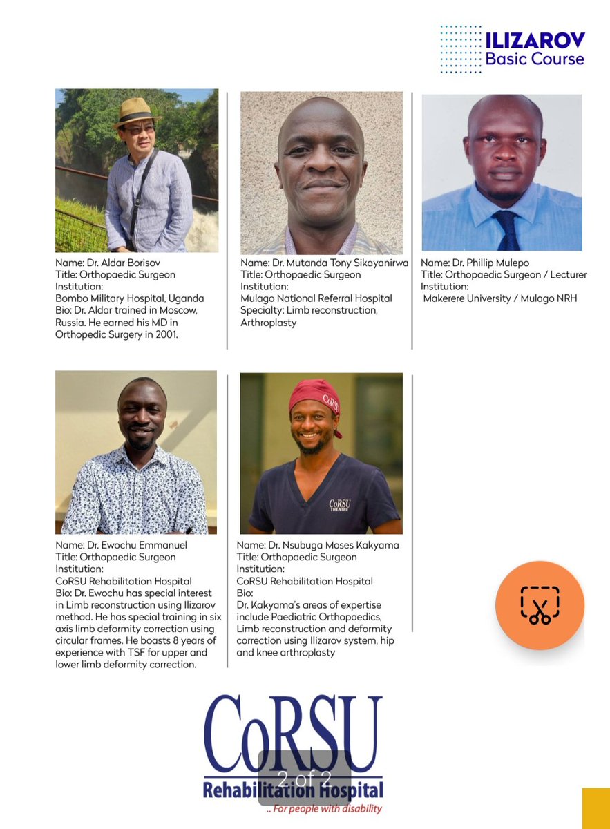 Meet our Faculty for the First Edition of the Basic Ilizarov Course, taking place at @corsuhospital. @mosesfisha @MulepoPhillip