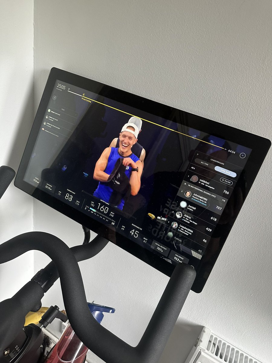 JohnHall1985's tweet image. Saturday morning with @MattWilpers on the Peloton 👌🏻 #PowerZone