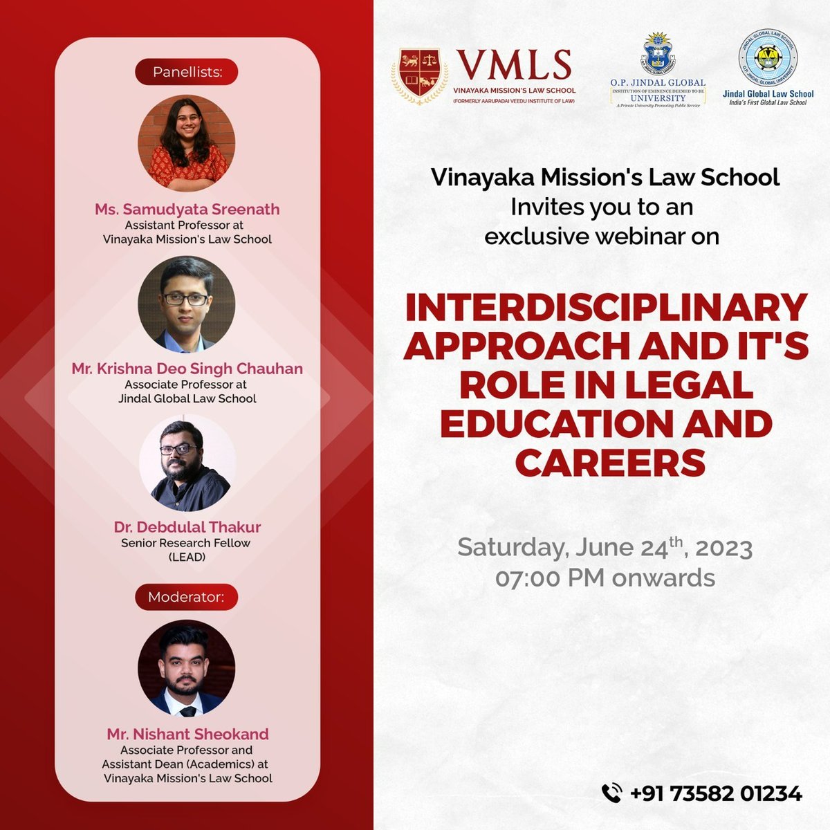 Vmlschennai's tweet image. Join us for a Webinar on "Interdisciplinary Approach and its Role in Legal Education and Careers" at 7 pm today.

Register Now: shorturl.at/fgtMV

#vmlslawcollege #bballb #bcomllb #ballb #llb #lawcollege #LawInstitute