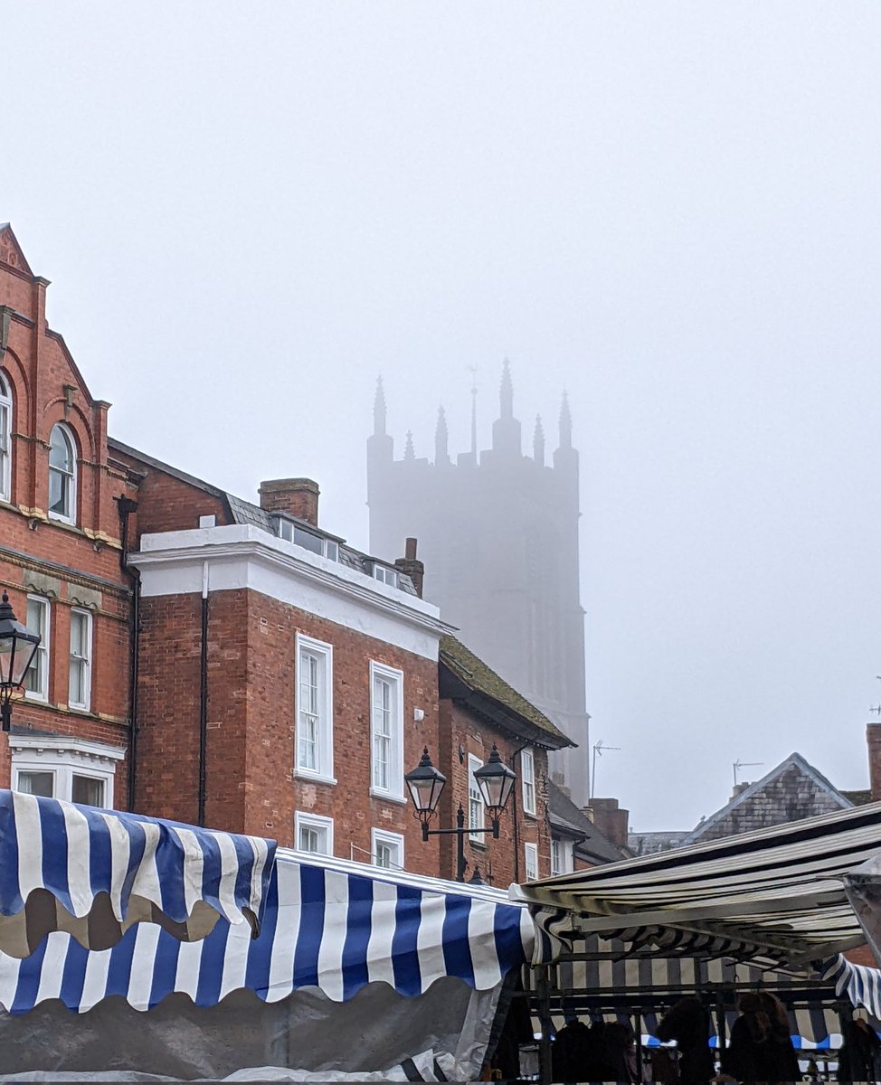 St Laurence at Ludlow, appearing from the fog a few months ago 
#SteepleSaturday