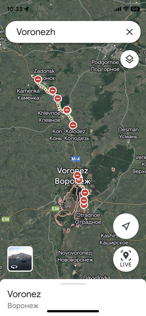 Google houdt de bewegingen in Rusland goed in de gaten. Laat al wegafsluitingen zien richting Moskou. #russia #wagner