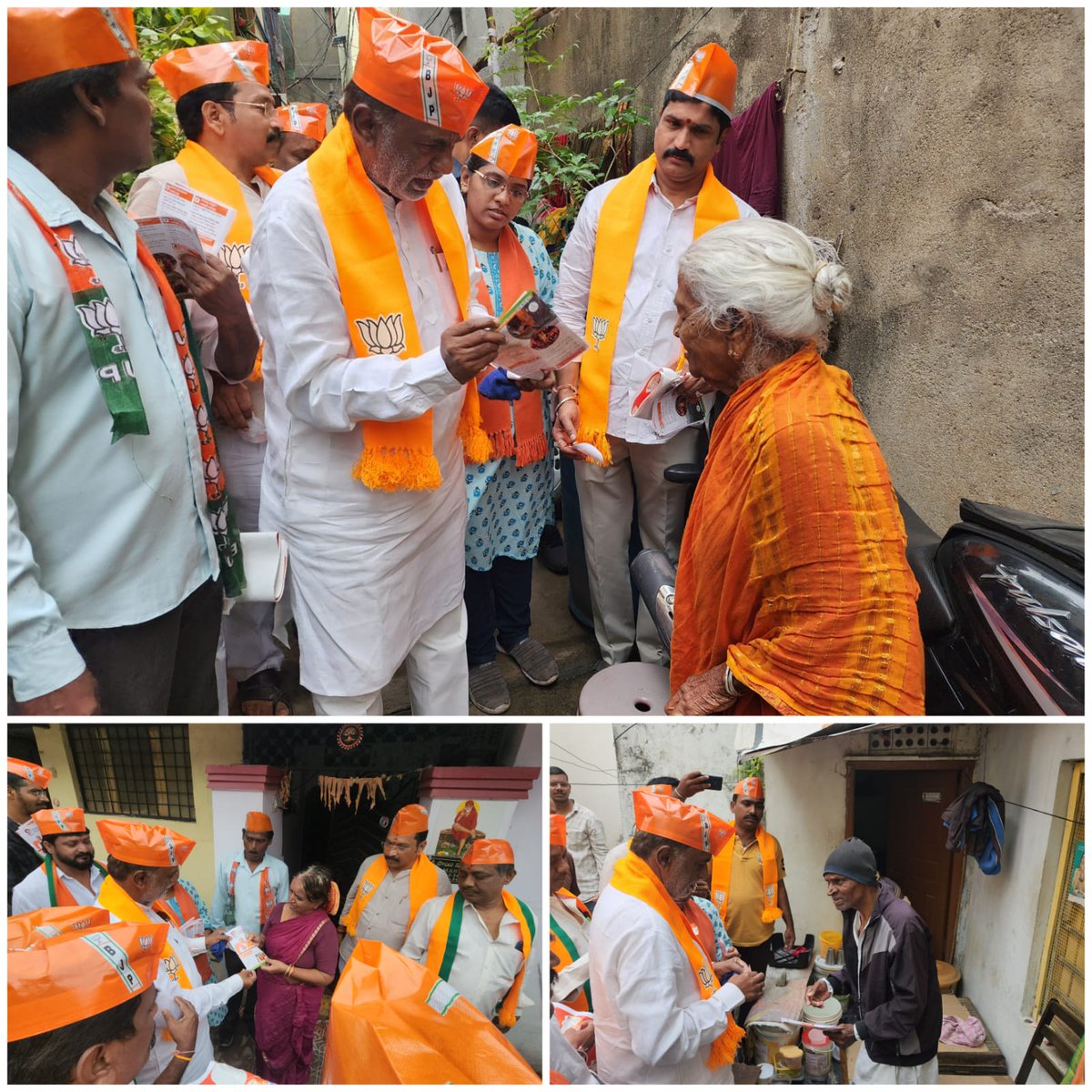 Took part in door-to-door campaign as part of #MahaJanSamparkAbhiyan at Polling Booth No.'s 51 & 52 in Gagan Mahal area of Domalguda in #Musheerabad Assembly. 
@blsanthosh 
#IntintikiBJP