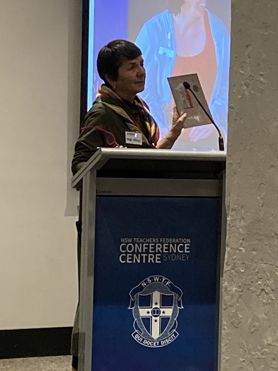 My Two Blankets author, Irena Kobald, addressing the 50th celebrations for ATESOL. One of my favourite texts for teaching values, connection and inclusivity. People become refugees by circumstance, not choice. We all, however, can choose to include refugees in our communities. 👏