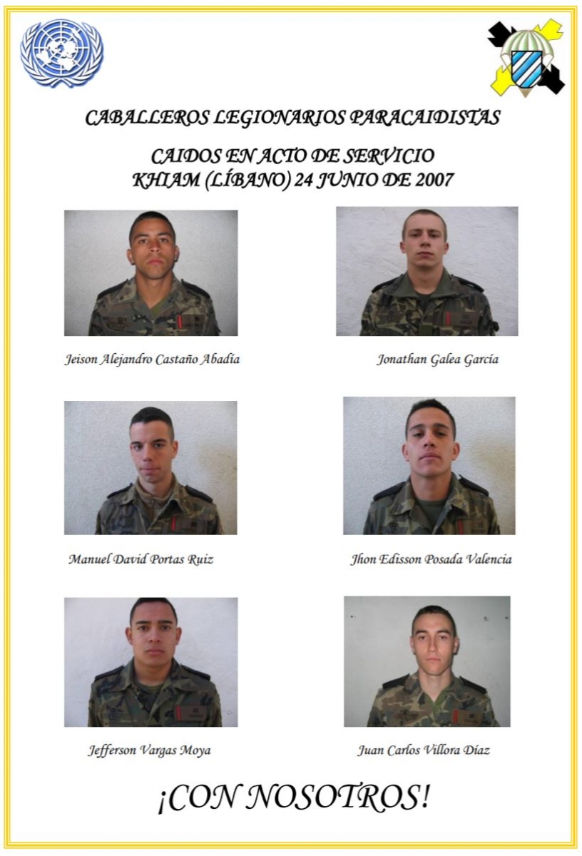 EjercitoTierra's tweet photo. #Taldíacomohoy junto a El-Khiam #Líbano, un IED se cobraba la vida de seis Caballeros Legionarios #Paracaidistas pertenecientes a la Brigada 'Almogávares' y desplegados en misión @UNIFIL_ Siempre en nuestra memoria ¡Dieron su vida por España! DEP. #EfeméridesEjército 🇪🇸 https://t.co/d00jvcNRmX