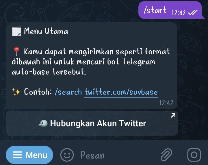 secretmessagefs's tweet photo. TUTORIAL MENGIRIM MENFESS LEWAT TELEGRAM 📌

1. Buka aplikasi Telegram kamu, dan cari suvpen bot dan klik "MULAI"
2. Pilih menu /start lalu akan muncul seperti di gambar 2. Kalian klik "Hubungkan Akun Twitter", login dengan akun yang sudah difollback base ya😊 https://t.co/gt1yHUM9ex