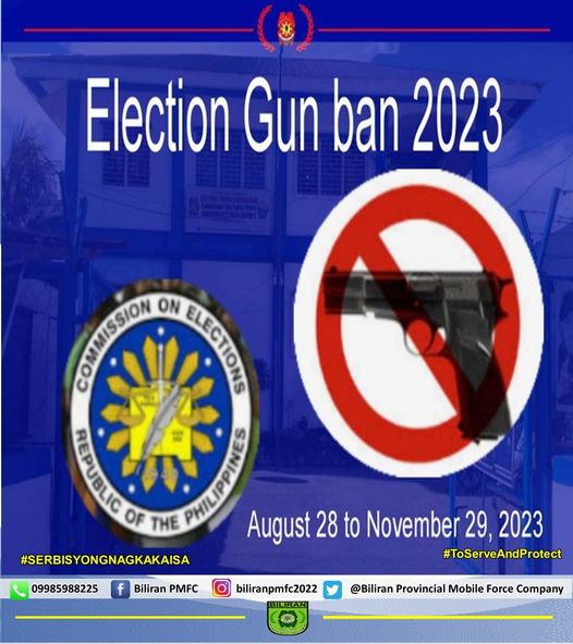 Public Advisory
Election Gun Ban 2023
August 28 to November 29, 2023
#SerbisyongNagkakaisa
#ToServeandProtect